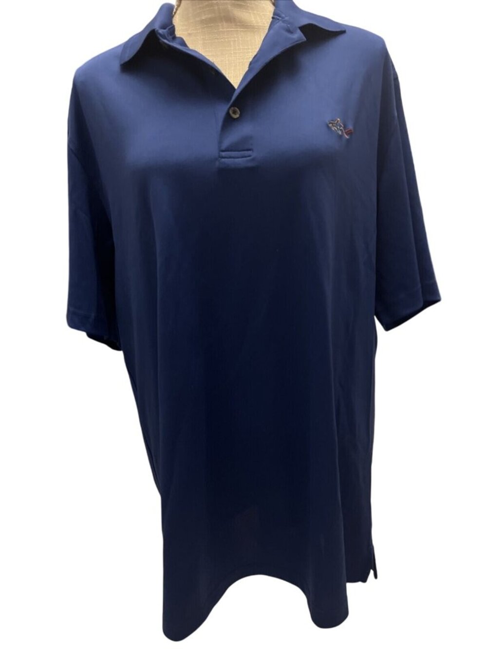 Greg Norman Blue Polo Shirt Mens L Shark Logo Lightweight & Play Dry Technology